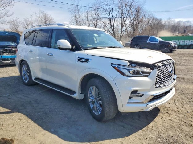 2024 Infiniti Qx80  in White - Front Three-Quarter View - BidGoDrive Inventory