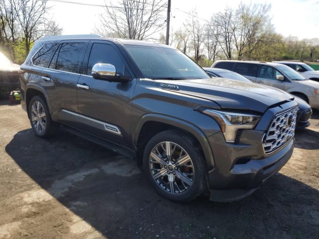 2023 Toyota Sequoia HYBRID CAPSTONE in Gray - Front Three-Quarter View - BidGoDrive Inventory