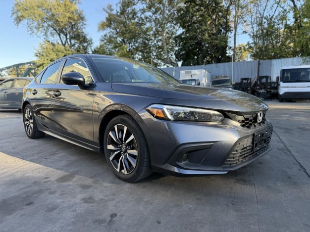2024 HONDA CIVIC EX-L in Gray - Front Three-Quarter View - BidGoDrive Inventory