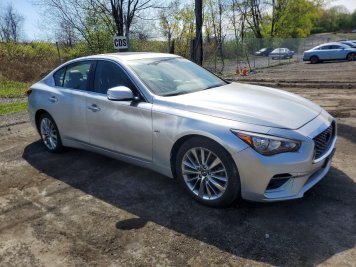 2018 infiniti q50 3.0T LUXE in Silver - Front Three-Quarter View - BidGoDrive Inventory