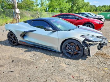 2021 chevrolet corvette STINGRAY 3LT in Silver - Front Three-Quarter View - BidGoDrive Inventory