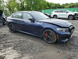 Salvage 2021 BMW M340xi  - Blue Sedan - Front Three-Quarter View