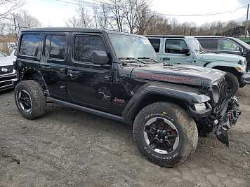 2021 jeep wrangler UNLIMITED RUBICON in Black- Front Three-Quarter View - BidGoDrive Inventory