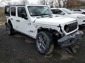 2024 jeep wrangler 4XE in White- Front Three-Quarter View - BidGoDrive Inventory