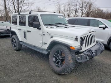 2022 jeep wrangler UNLIMITED SAHARA in White - Front Three-Quarter View - BidGoDrive Inventory