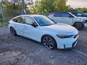 2025 honda civic SPORT TOURING in White - Front Three-Quarter View - BidGoDrive Inventory